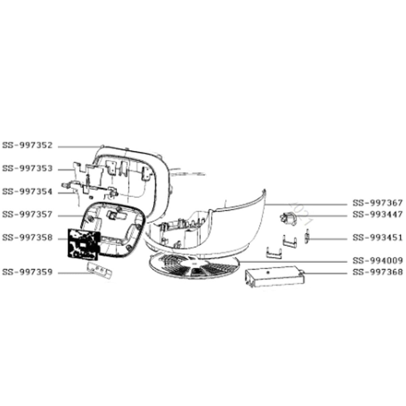 Corps inférieur (repère SS-997367) COOKEO Cuiseur vapeur SS-997367 MOULINEX Cuiseur vapeur SS-997367 MOULINEX
