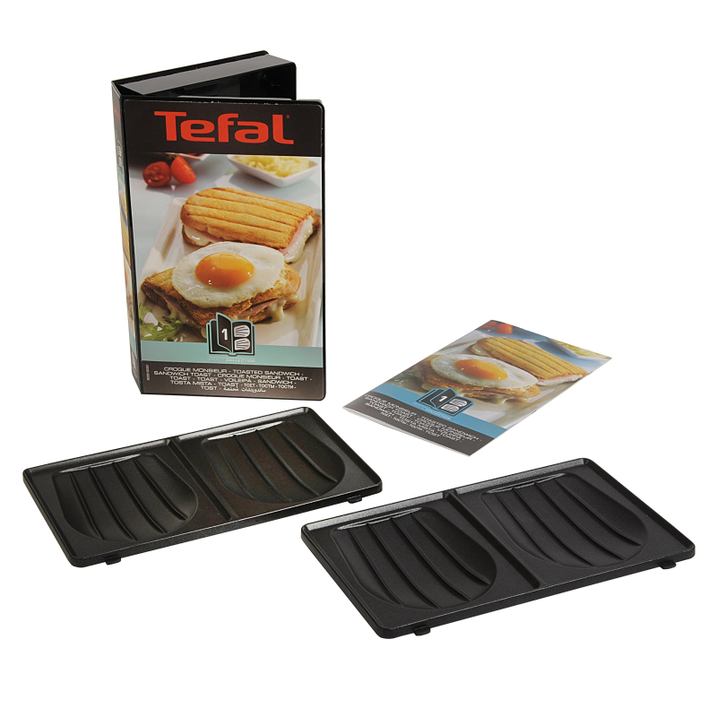 Tefal Coffret Snack Collection - 2 plaques croque monsieur + 1 livre de recettes XA800112, Noir