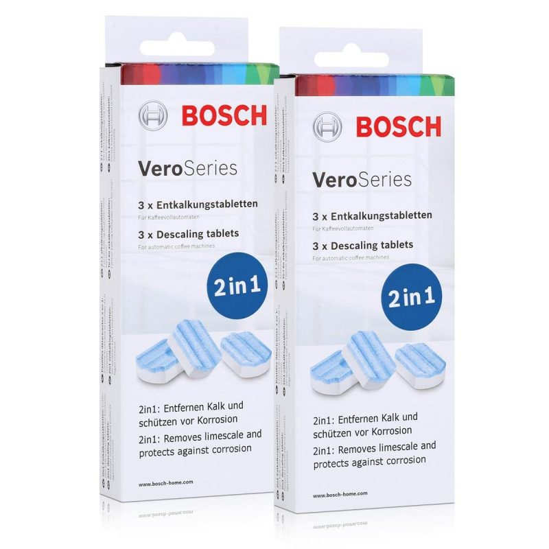 Bosch VeroSeries TCZ8002 Lot de 2 tablettes détartrantes 2 en 1 pour machines à café automatiques