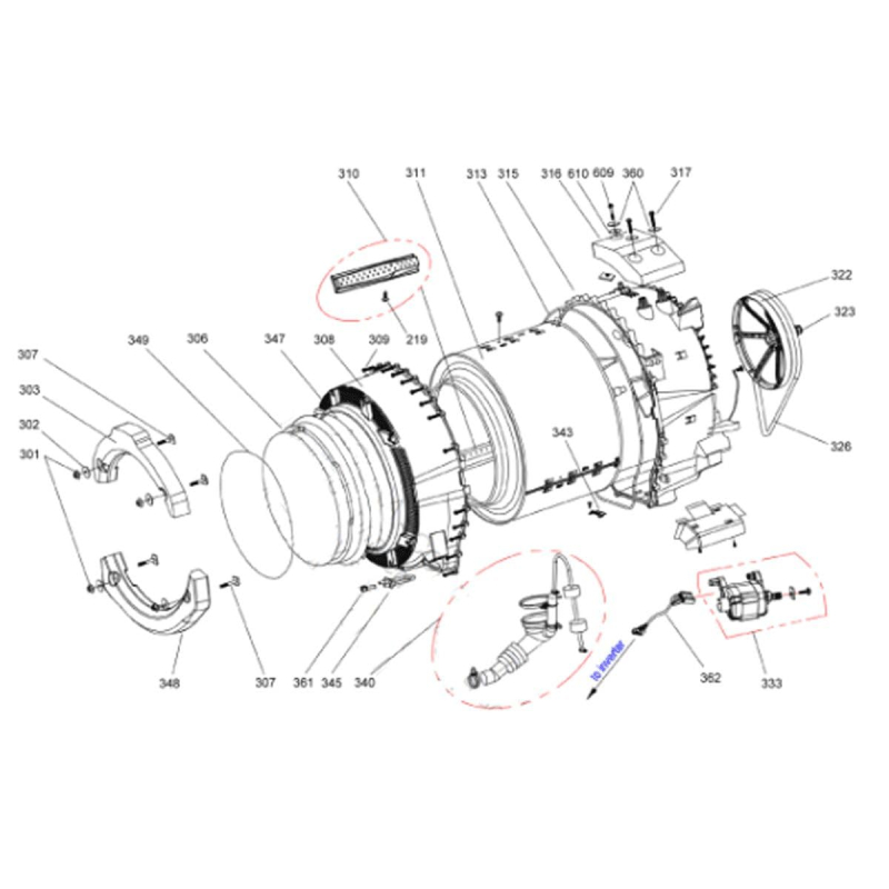 Moteur (repere 333) d'origine 482000019618 WHIRLPOOL