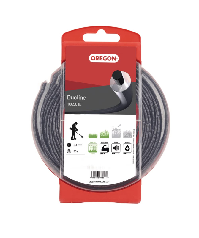 Oregon 106501E Fil de coupe rond Duoline, 2,4 mm, rouleau de 90 m