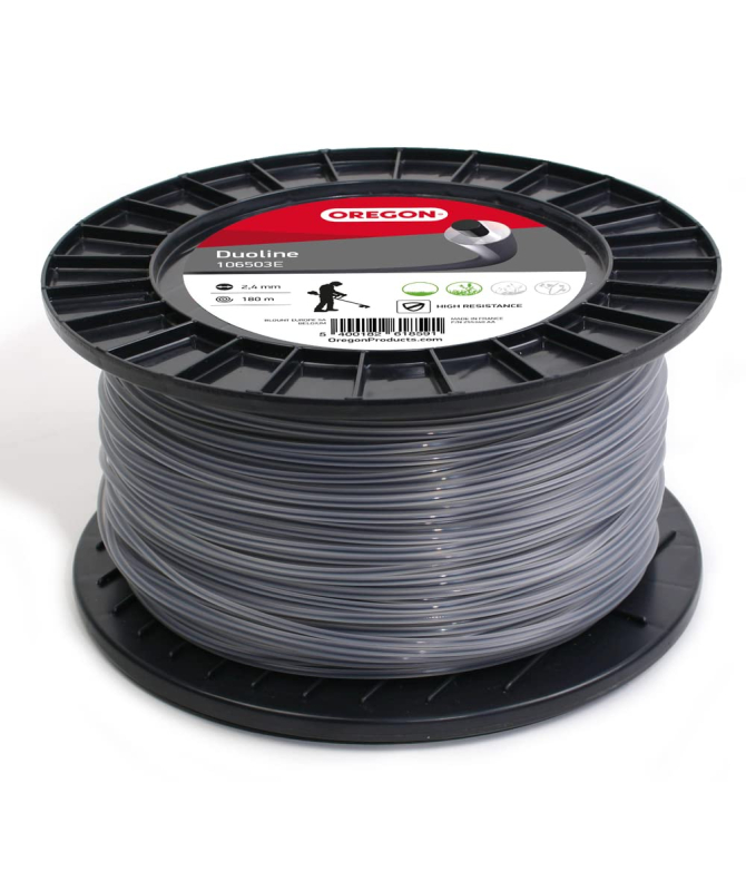 Oregon 106503E Fil de coupe rond Duoline, 2,4 mm, bobine de 180 m