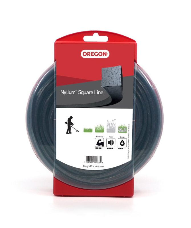 Oregon 109523E Fil de coupe carré Nylium, 2,4 mm, bobine de 245 m