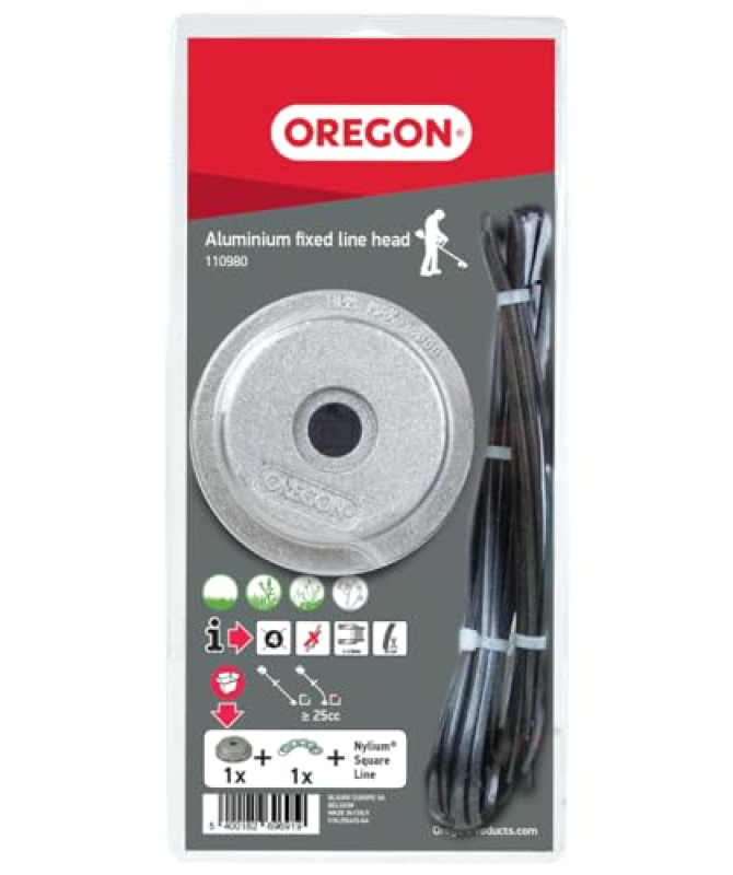 Oregon 110980 Tête de coupe universelle en aluminium fixe avec fil Nylium