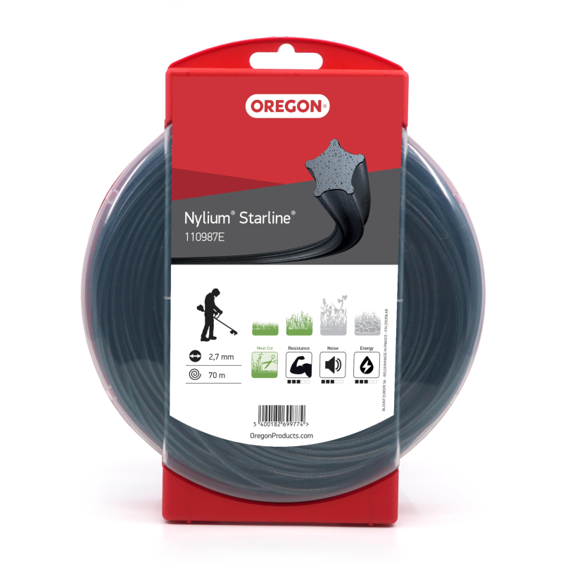 Fil de débroussailleuse Oregon Nylon Étoile 2.7mm 110987E