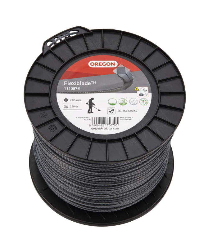 Oregon 111087E Fil de coupe strié FlexiBlade, 2,65 mm, bobine de 250 m
