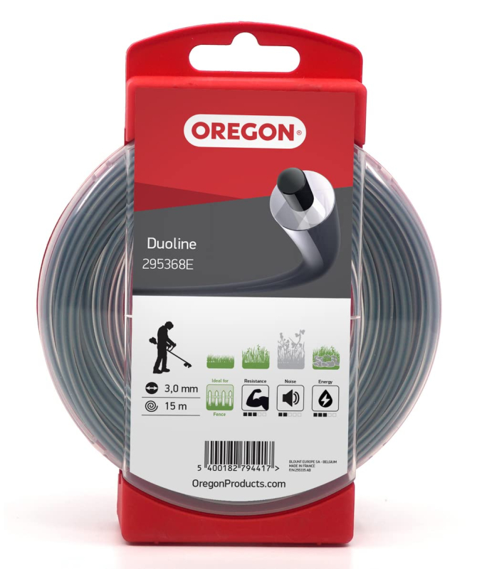 Fil Débroussailleuse Rond Duoline Transparent/Noir Ø3.0mm/15m Oregon 295368E