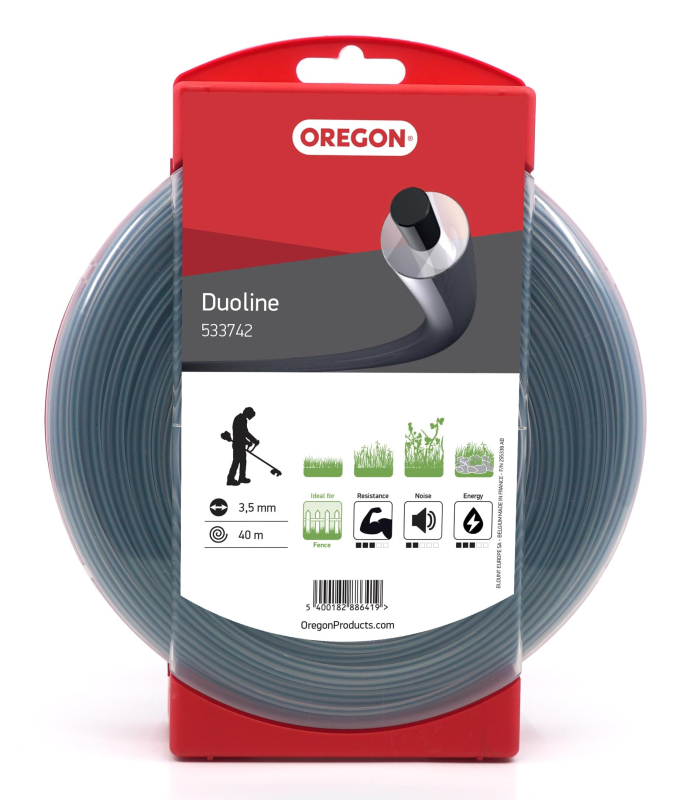 Fil Débroussailleuse Rond Duoline Transparent/Noir Ø3.5mm/40m Oregon 533742