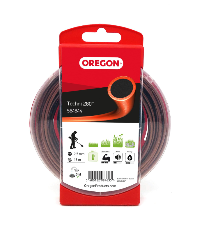 Fil Débroussailleuse Rond Techni 280° Marron/Noir Ø2.5mm/81m Oregon 545819