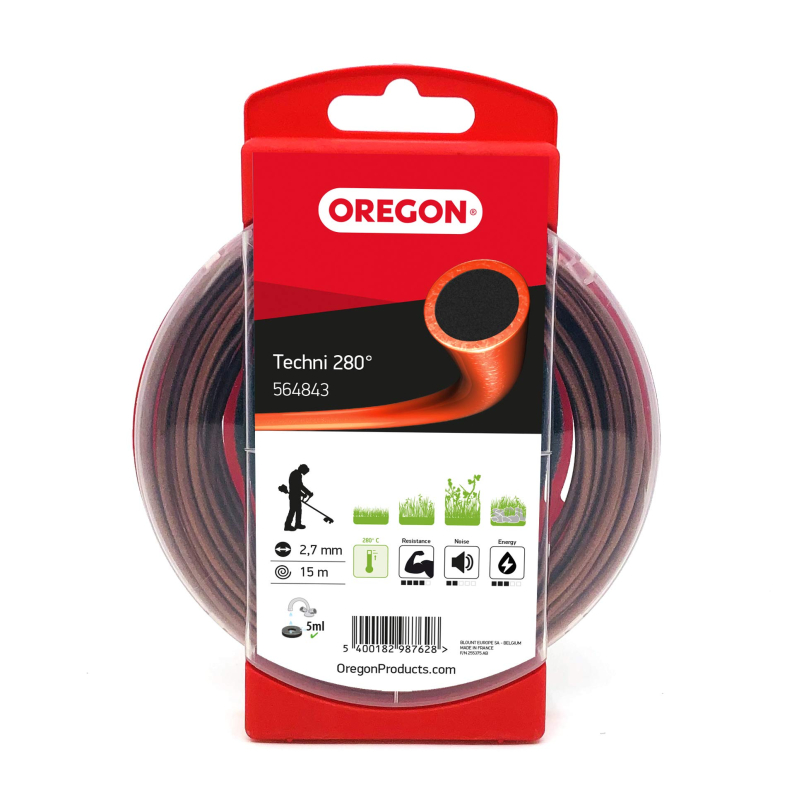 Fil Débroussailleuse Rond Techni 280° Marron/Noir Ø2.7mm/15m Oregon 564843