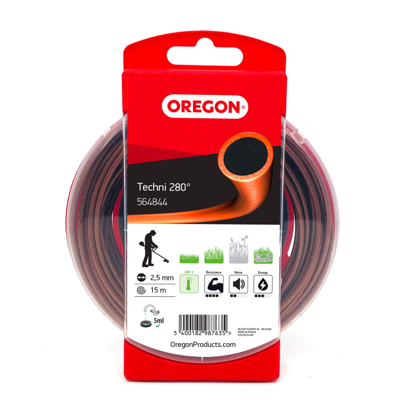 Fil Débroussailleuse Rond Techni 280° Marron/Noir Ø2.5mm/15m Oregon 564844