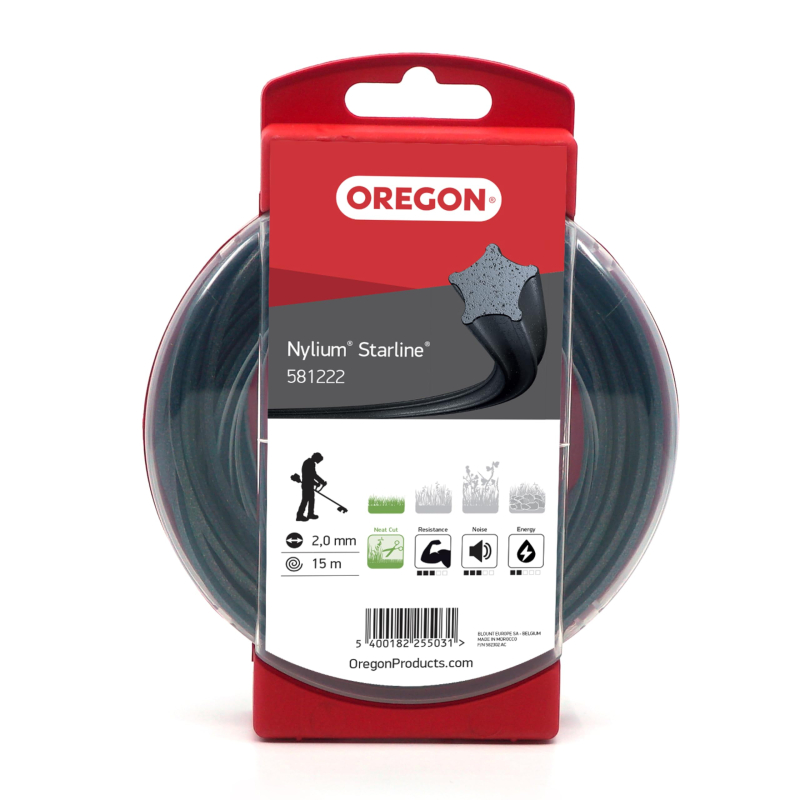 Fil Débroussailleuse Etoile Nylium Starline Noir Ø2.0mm/15m Oregon 581222
