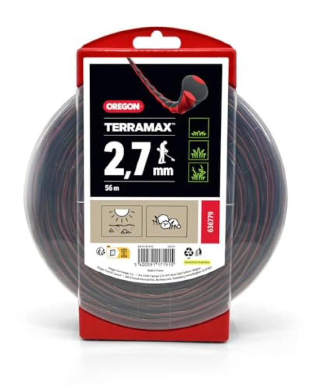 Fil Débroussailleuse Ovale Torsade Terramax Rouge/Noir Ø3 Mm/44m Oregon 636777