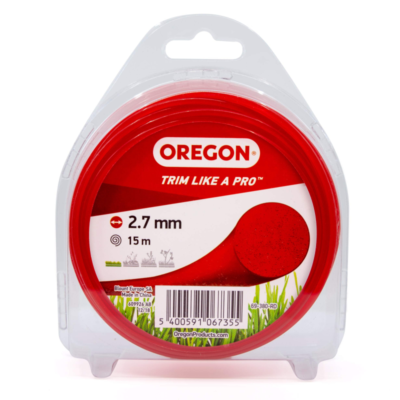 Fil Débroussailleuse Rond Nylon Rouge Ø2.7mm/15m Oregon 69-380-RD