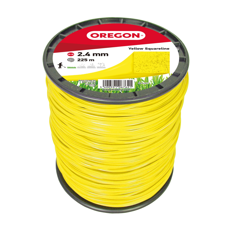 Fil Débroussailleuse Carré Nylon Jaune Ø2.4mm/225m Oregon 69-415-Y