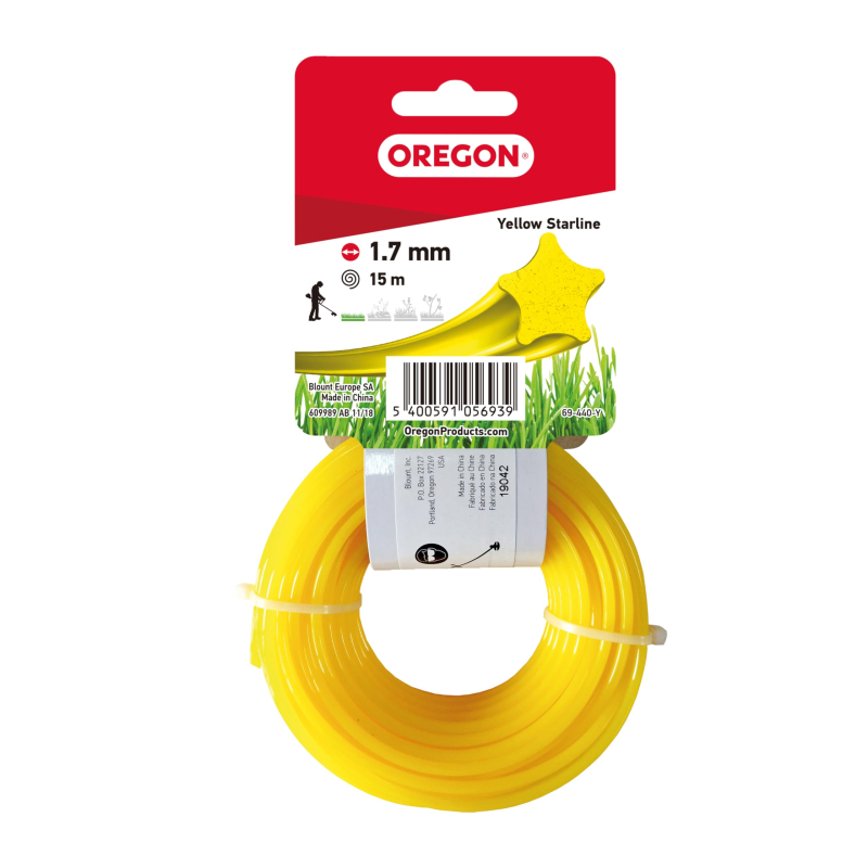 Fil Débroussailleuse Etoile Nylon Jaune Ø1.7mm/15m Oregon 69-440-Y