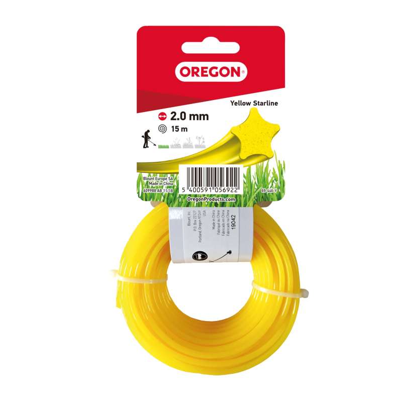 Fil Débroussailleuse Etoile Nylon Jaune Ø2.0mm/15m Oregon 69-446-Y
