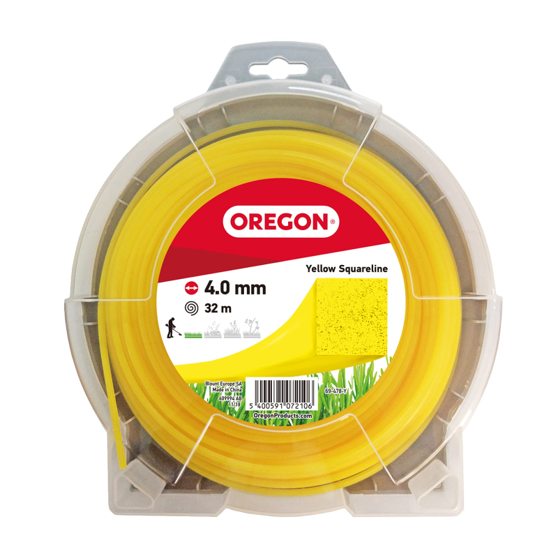 Fil Débroussailleuse Carré Nylon Jaune Ø4.0mm/32m Oregon 69-478-Y