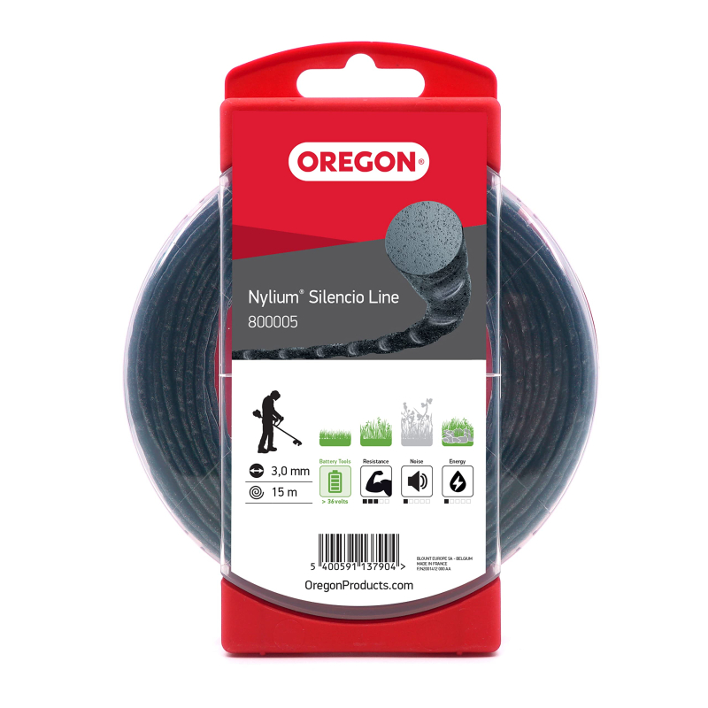 Fil Débroussailleuse Rond Torsade Nylium Silencio Noir Ø3.0mm/15m Oregon 800004