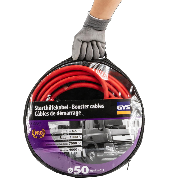 GYS - Cable de Demarrage 320A - 16mm² - 3M - Livre avec des Pinces isolees