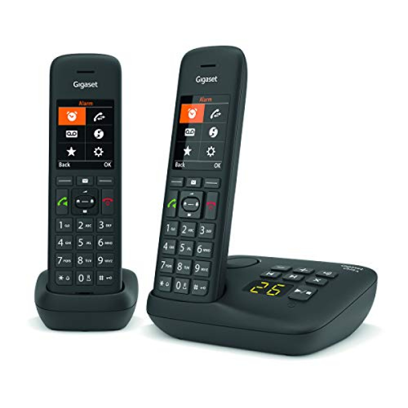 Gigaset C575A Duo - Téléphone fixe sans fil avec répondeur intégré jusqu'à 30 mn d'enregistrement, grand écran rétro-éclairé cou