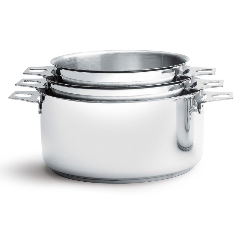 De Buyer - Lot de 3 casseroles en inox MILADY TWISTY amovibles - Diamètre 16/18/20 cm -, Argenté