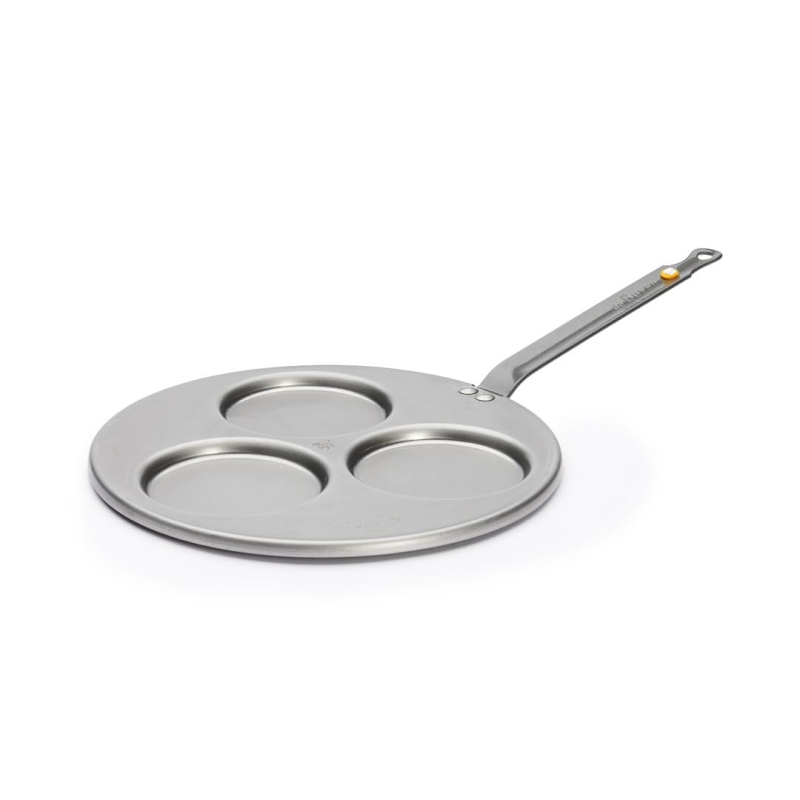De Buyer - Poele triblinis en tôle d'acier MINERAL B - 27 cm - 3 emp. - Fabriquée en France, Sans PFAS, Anti Adhérence Naturelle
