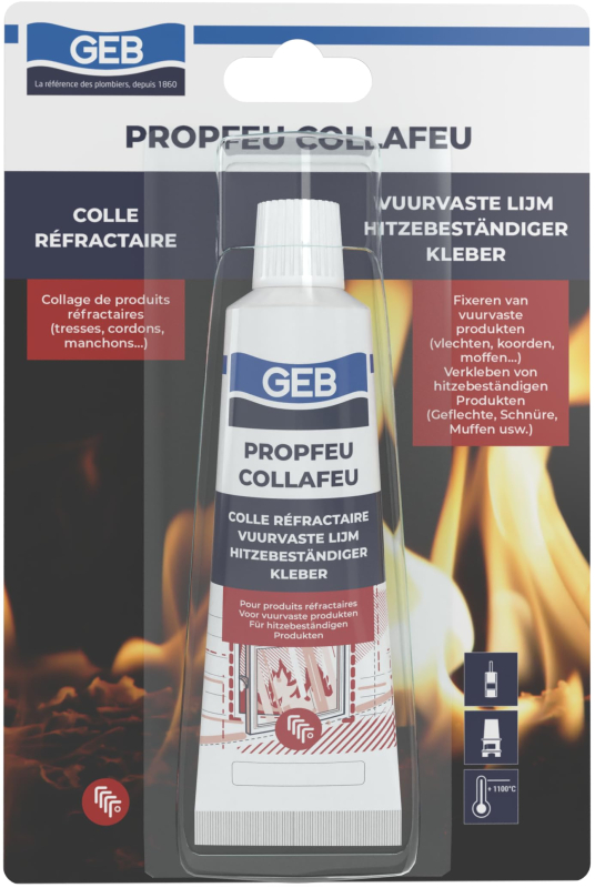 GEB Colle réfractaire COLLAFEU 50 ml spécial collage et assemblage de pièces réfractaires et fibres isolantes sur insert, poêles