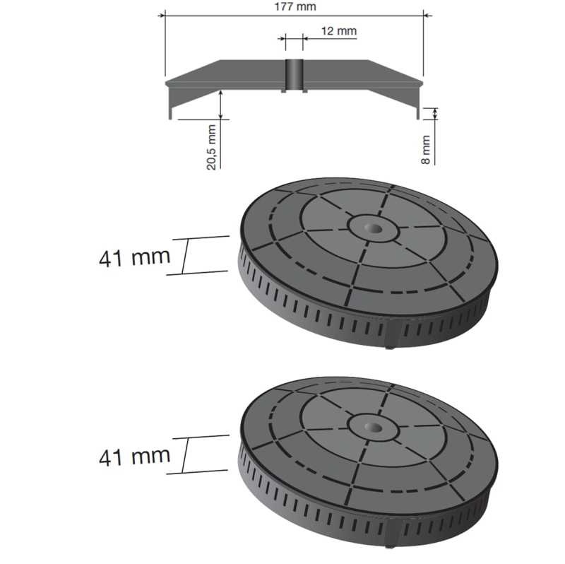 Lot de 2 filtres charbon T57 175 x 45 mm pour Hotte WHIRLPOOL 4055171138, 208352146603