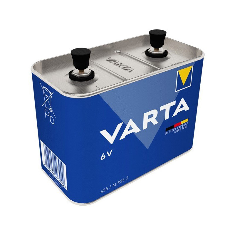 VARTA Piles 435, Pile Bloc 4LR25-2, lot de 1, Alcaline, 6V, compacte et puissante pour éclairage de chantier / lampe de chantier