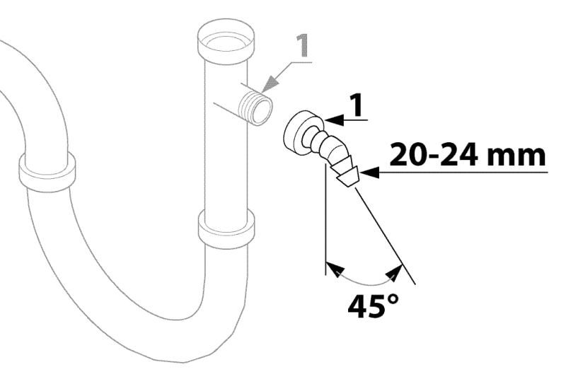 tube de réglage pour siphon | Tube de réglage pour évier Geru CHS Fermeture | plastique | Évier de cuisine, 22166 5