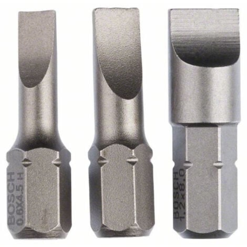 Pack 3 Embouts de vissage extra-dure S0,6x4.5 S0.8x5.5 S1.2x8 longueur 25 mm - 2607001750 - Bosch