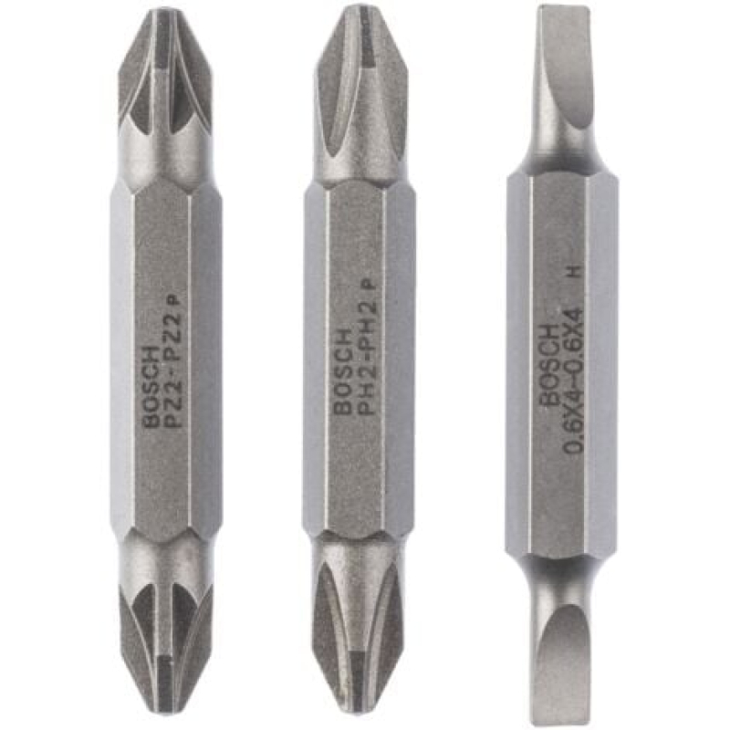 Jeu de lames doubles Bosch, 3 pièces S0,6x4,0, S0,6x4,0, PH2, PH2, PZ2, PZ2, 45 mm - 2607001744