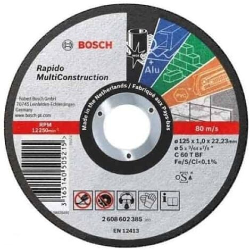 Disque à tronçonner PRO Multi Material Bosch 125 x 1 x 22,23 mm - 2608602385