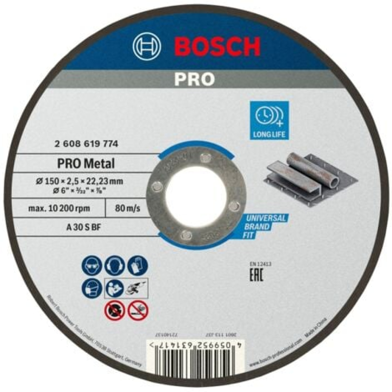 Disque à tronçonner PRO Metal Bosch 150 x 2,5 x 22,23 mm - 2608619774