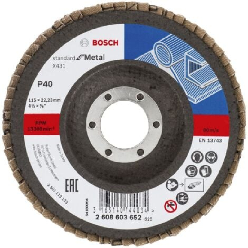 Bosch Disque à lamelles X431 Standard for Metal à angle droit 115 mm 22,23 mm 40 - 2608603652