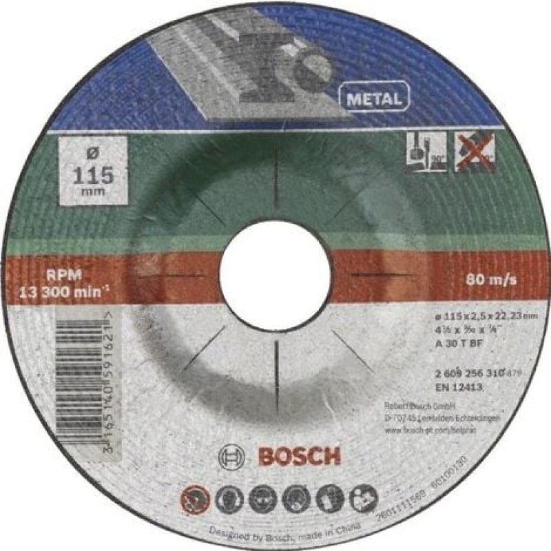 BOSCH 2609256310 DISQUE À TRONÇONNER À MOYEU DÉPORTÉ POUR MÉTAUX DIAMÈTRE 115 MM DIAMÈTRE D'ALÉSAGE 22/23 EPAISSEUR 2,5 MM