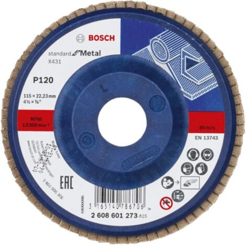 Bosch Disque à lamelles X431 Standard for Metal droit 115 mm 120 Plastique - 2608601273