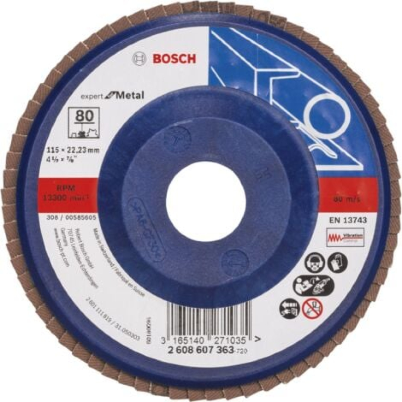 Disque à lamelles Expert for Metal 115 Bosch 22,23 80 plateau droit en plastique - 2608607363