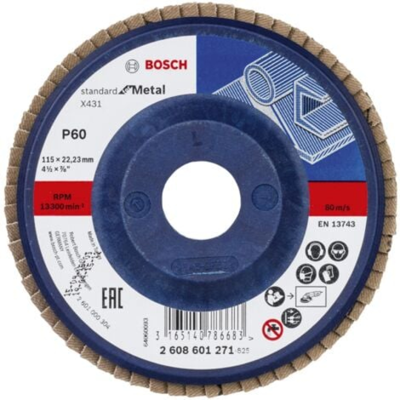 Bosch Disque à lamelles X431 Standard for Metal droit 115 mm 60 Plastique - 2608601271