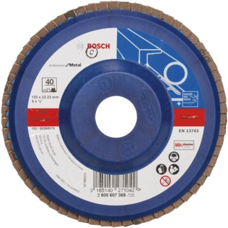 Disque à lamelles Expert for Metal 125 Bosch 22,23 40 plateau droit en plastique - 2608607365