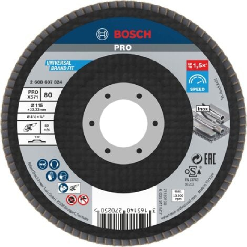 Bosch PRO X571 Disque à lamelles 115 mm G80 - 2608607324