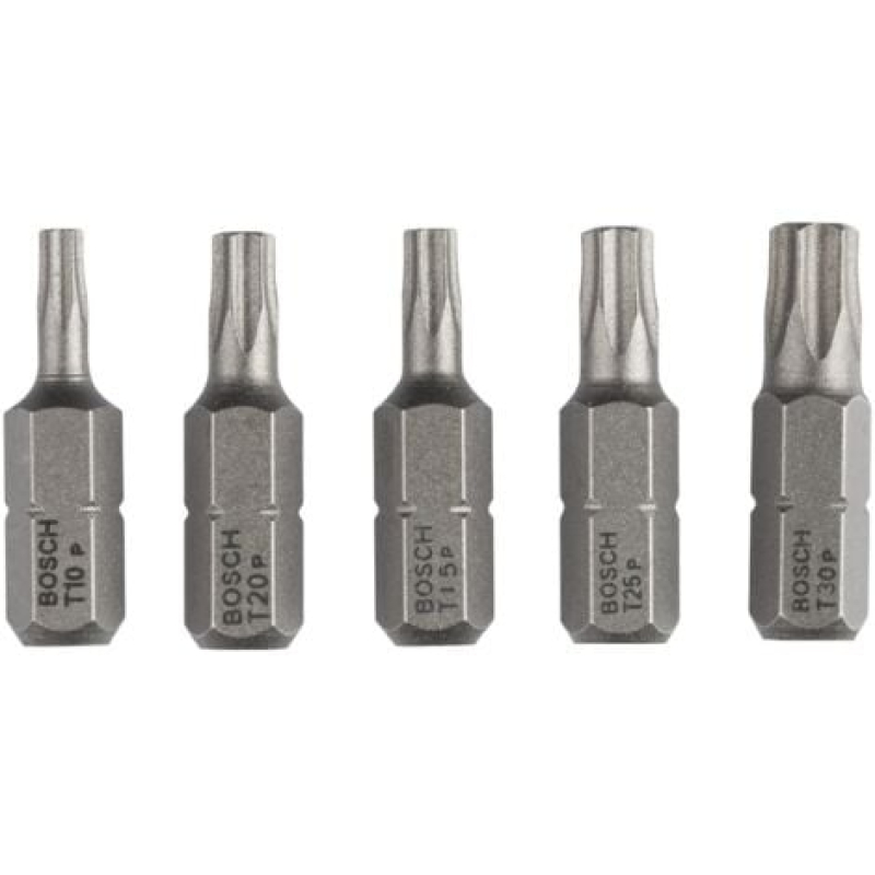 Jeu d'embouts de vissage extra-durs (Torx) Bosch, 5 pces T10, T15, T20, T25, T30, 25 mm -2607001768