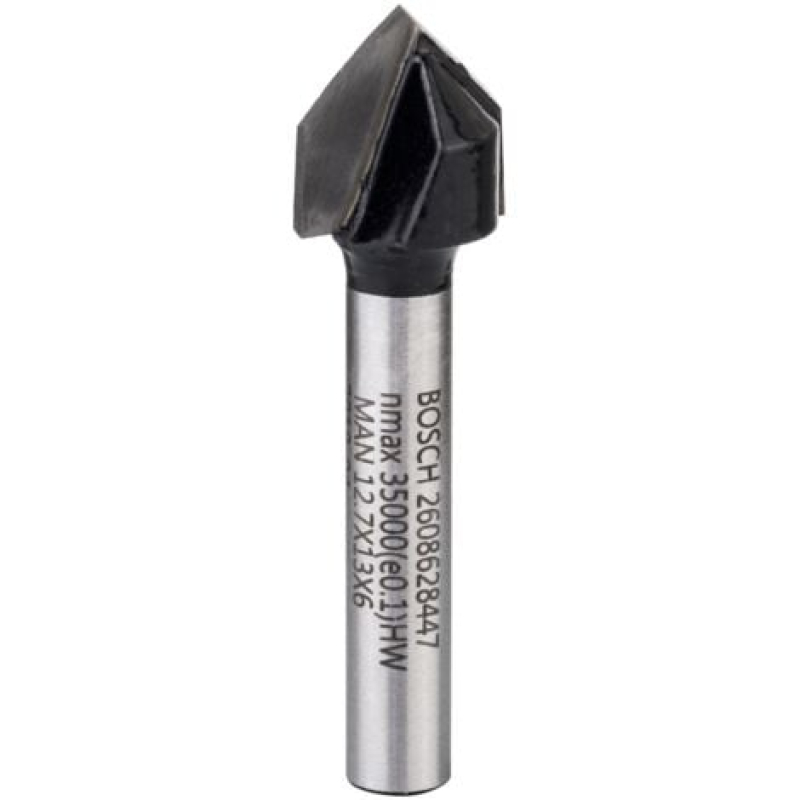Fraises à rainurer en V Standard for Wood Bosch 6 mm D1 12,7 mm L 12,7 mm G 45 mm 90° - 2608628447