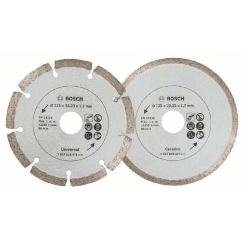 Bosch 2x disques à tronçonner diamantés pour carrelage et matériaux de construction, diamètre : 125 mm - 2607019484