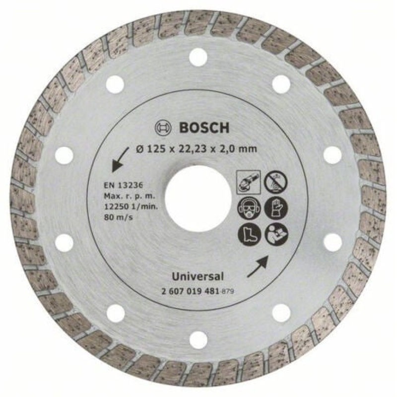 Disque à tronçonner diamanté Turbo Bosch, diamètre : 125 mm - 2607019481