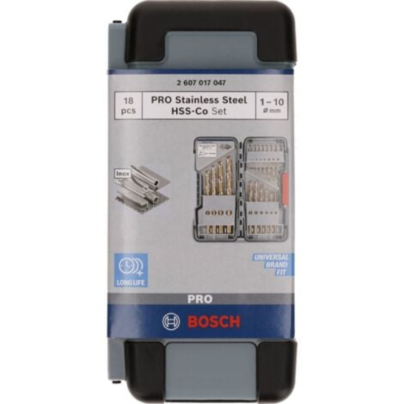 Jeu de forets hélicoïdaux PRO en acier inoxydable HSS-Co Bosch - 2607017047