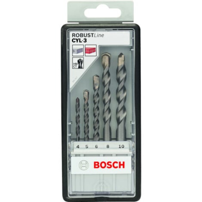 Robust Line CYL-3 Jeu de forets à béton 5 pièces à 4 - 10 mm  BOSCH 2607010524