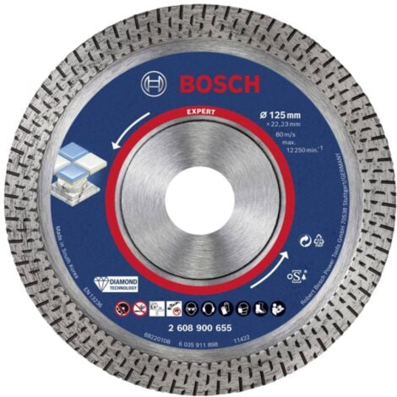 Bosch Outillages 2608900655 EXPERT HardCeramic Disque à tronçonner diamanté Diamètre 125 mm Ø de perçage 22.23 mm Pier