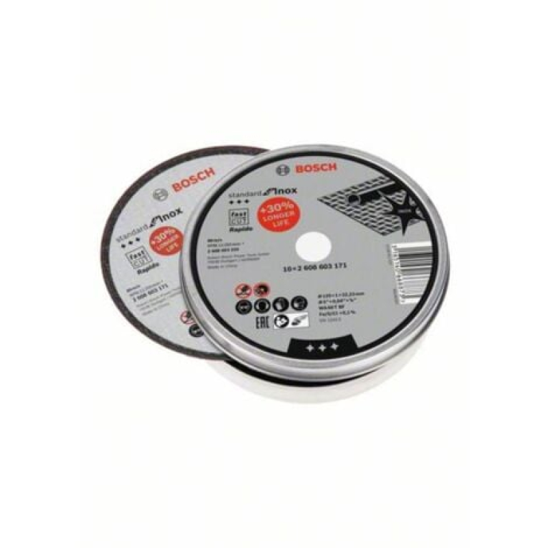 Disque à tronçonner BOSCH Inox Ø125mm - 10 pieces - 2608603255